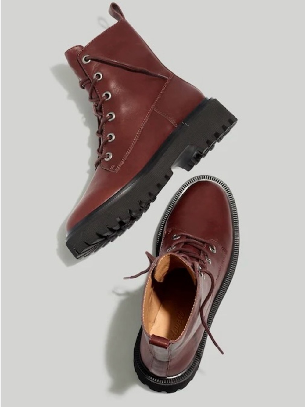 Madewell Women's The Rayna Lace-Up Boots in Dark Cabernet